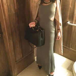 Olive cutout backless long knit dress